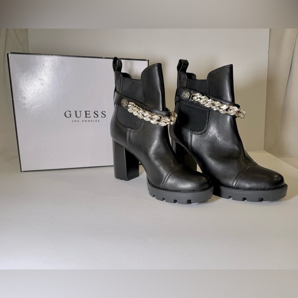 GUESS Ankle Boots with Chain Detail Ankle Strap in box - Picture 12 of 12